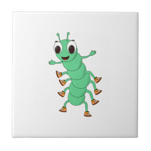 Green Caterpillar Ceramic Tile