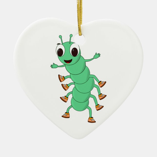 Green Caterpillar Ceramic Tree Decoration (Front)