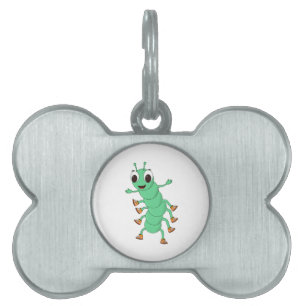 Green Caterpillar Pet ID Tag