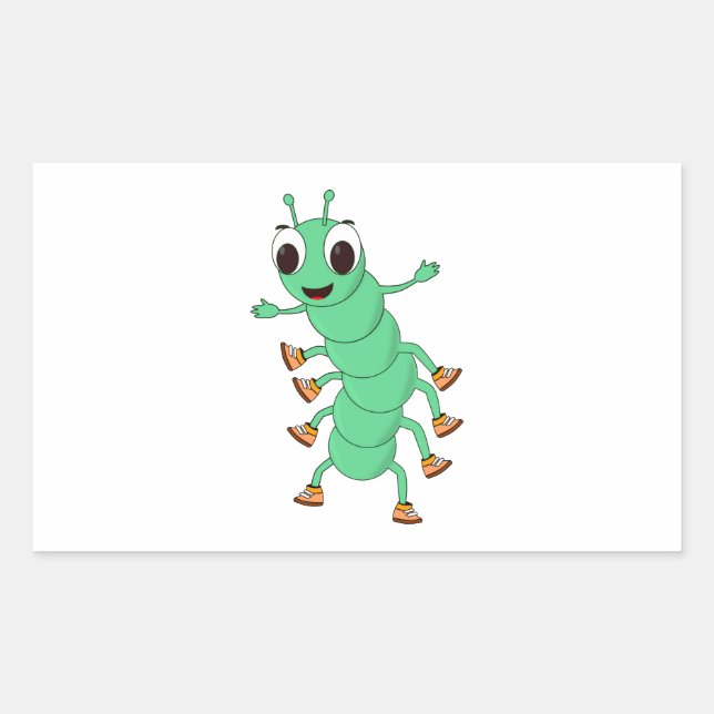 Green Caterpillar Rectangular Sticker (Front)