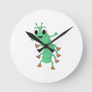 Green Caterpillar Round Clock
