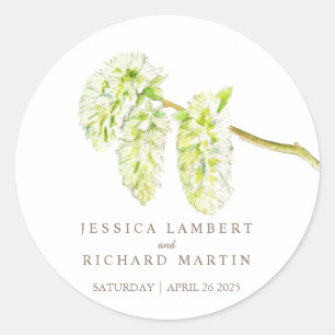 Green catkins spring flower wedding sticker
