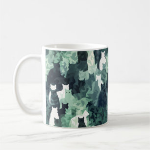 Green Cats Camouflage Pattern Coffee Mug