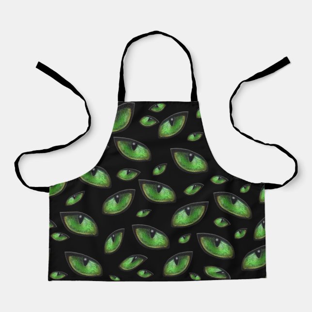 Green Cats Eyes, Kids Full Print Apron (Front)