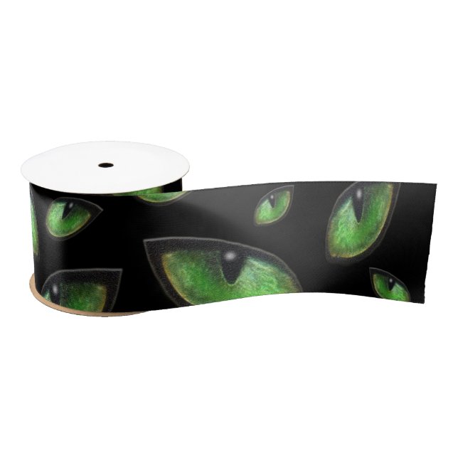 Green Cats Eyes, Satin Ribbon (Spool)