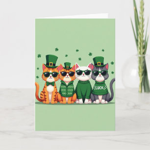 Green Cats Luck Pattern Card