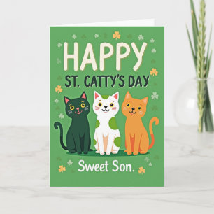 Green Cats Pattern Happy Card