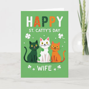 Green Cats Pattern Wife Card