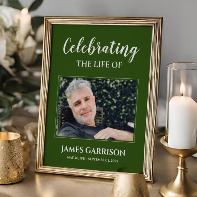 Green Celebration Of Life with Photo Memorial Poster (Creator Uploaded)