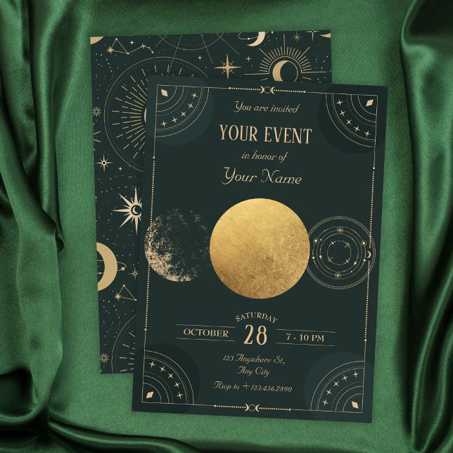 Green celestial Moon mystical  Invitation (Creator Uploaded)