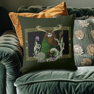 Green Celtic Antlers Man Cushion