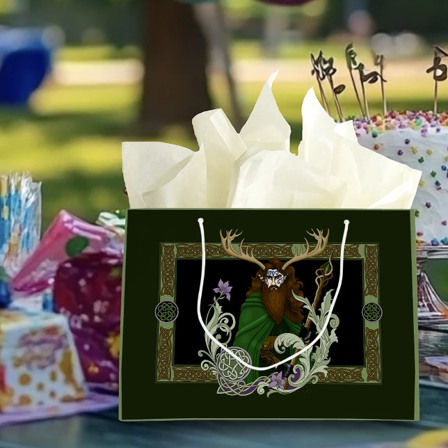 Green Celtic Antlers Man  Large Gift Bag (Creator Uploaded)