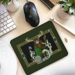 Green Celtic Antlers Man Mouse Pad