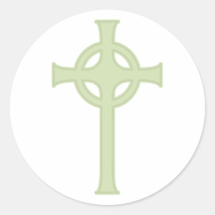 Green Celtic Cross Classic Round Sticker