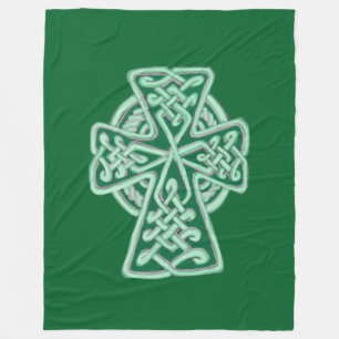 Green Celtic Cross Fleece Blanket