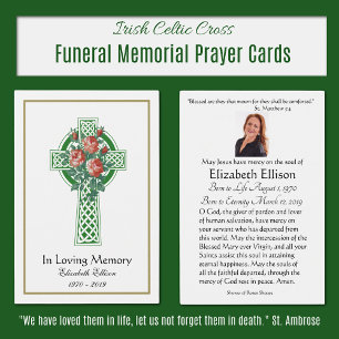 Green Celtic Cross Funeral Memorial Prayer