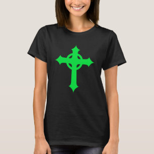 Green Celtic Cross - Irish Heritage Unisex Black T-Shirt