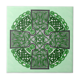 Green Celtic Cross Medallion Tile