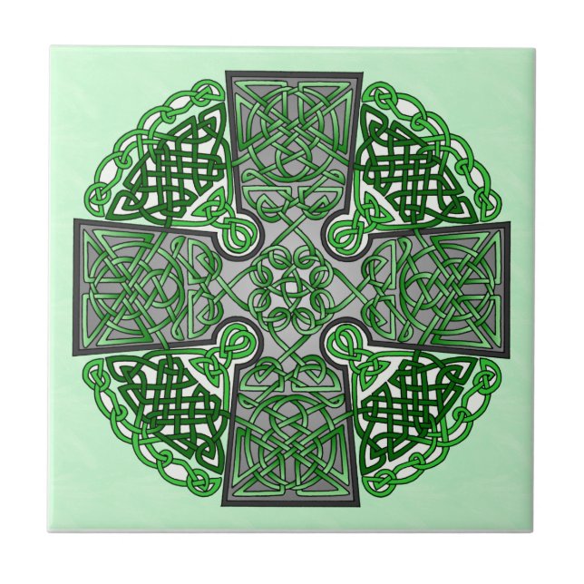 Green Celtic Cross Medallion Tile (Front)