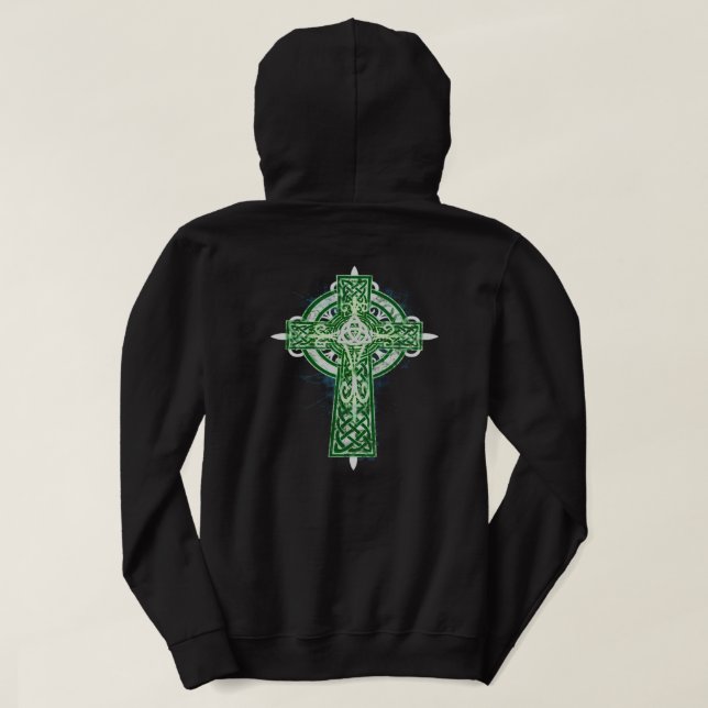 Green Celtic cross t-shirt Hoodie (Design Back)