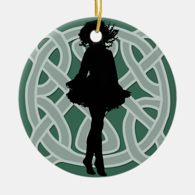Green Celtic Dancer Ornament (Front)