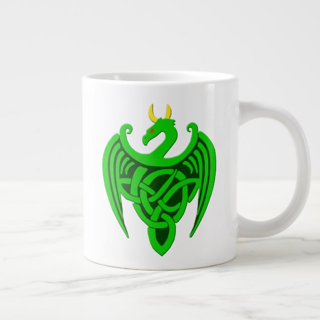 Green Celtic Dragon Jumbo Mug (Right)