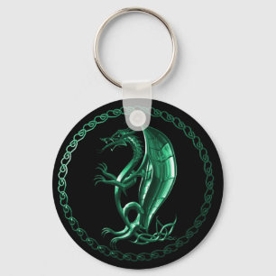 Green Celtic Dragon Key Ring