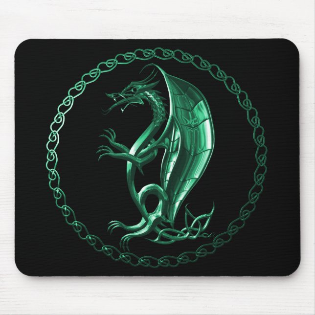 Green Celtic Dragon Mouse Pad (Front)