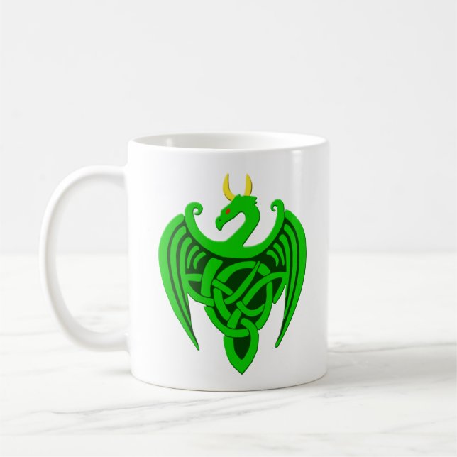 Green Celtic Dragon Mug (Left)
