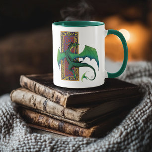 Green Celtic Dragon Purple Fantasy Knotwork Mug