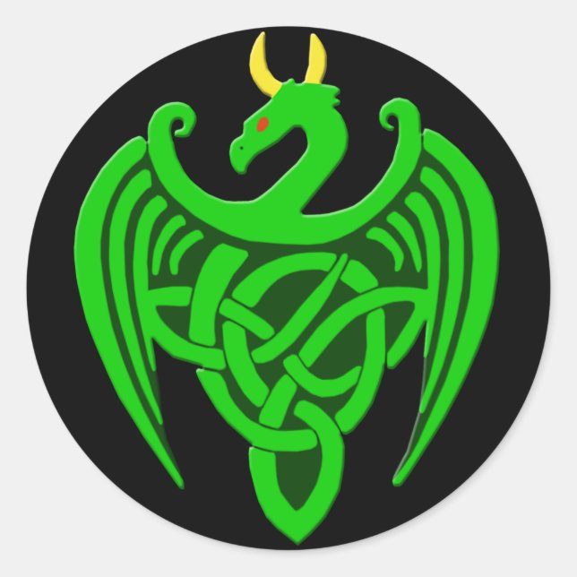 Green Celtic Dragon Stickers (Front)