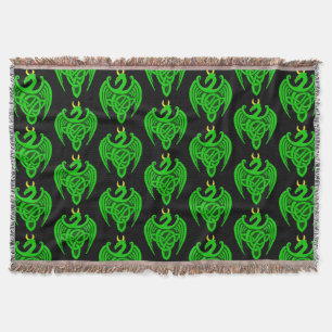 Green Celtic Dragon Throw Blanket