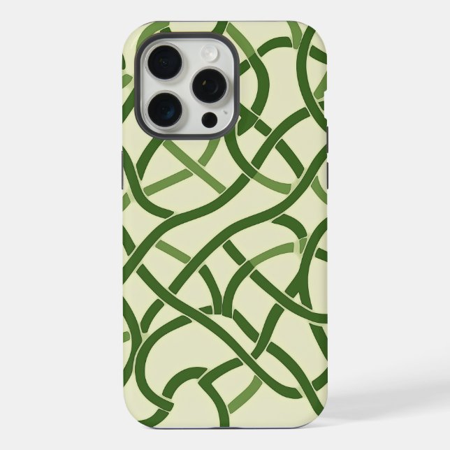 ☘️ Green Celtic Interlaced Pattern 🍀 iPhone Case (Back)