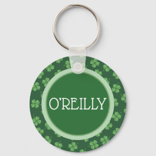 Green Celtic Irish Four Leafed Clovers St. Patrick Key Ring