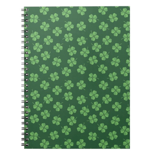 Green Celtic Irish Four Leafed Clovers St. Patrick Notebook (Front)