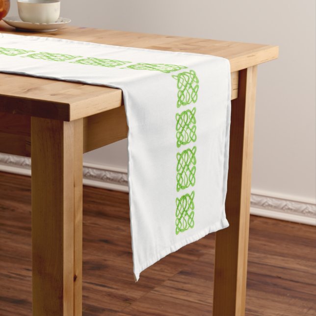 GREEN CELTIC KNOT 14x72 Table Runner (In Situ)