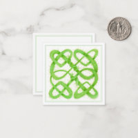 GREEN CELTIC KNOT 2.5" Square Flat Note Card