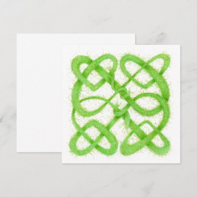 GREEN CELTIC KNOT 5.25" Square Flat Card (Front/Back)