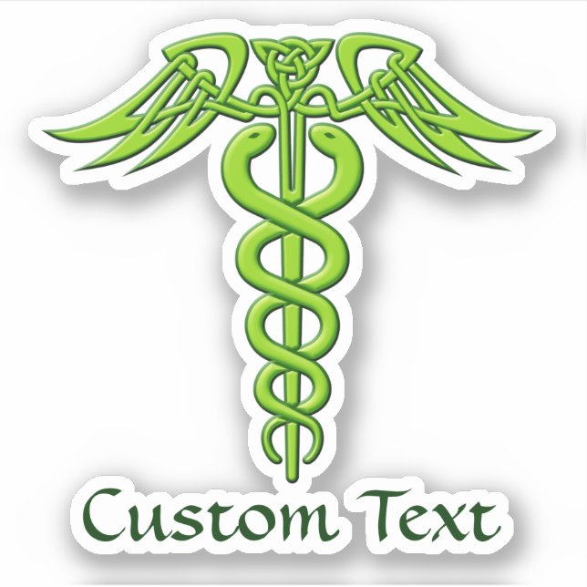 Green Celtic Knot Caduceus (Front)