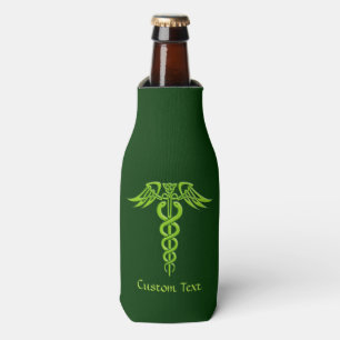 Green Celtic Knot Caduceus Bottle Cooler