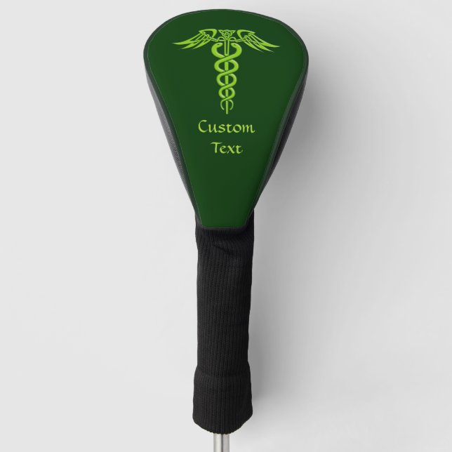 Green Celtic Knot Caduceus Golf Head Cover (Front)