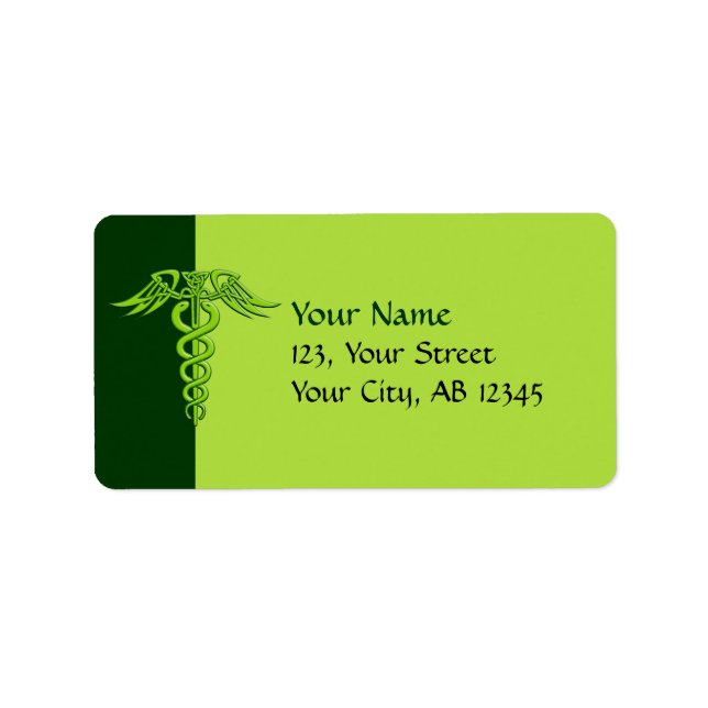 Green Celtic Knot Caduceus Label (Front)