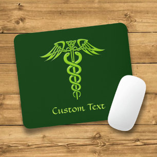 Green Celtic Knot Caduceus Mouse Pad