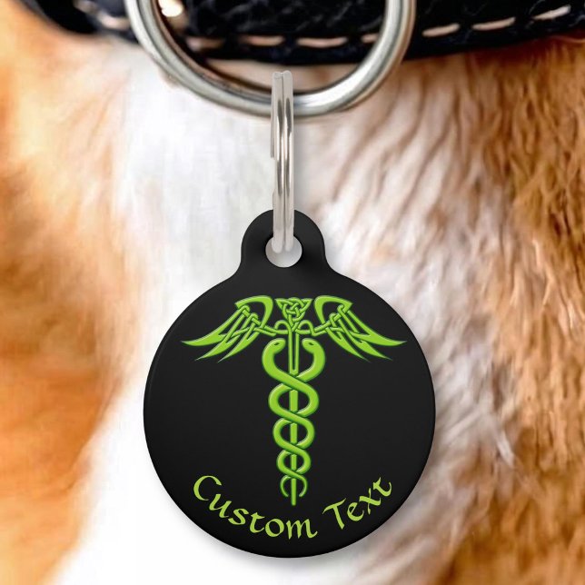 Green Celtic Knot Caduceus Pet Tag (Creator Uploaded)