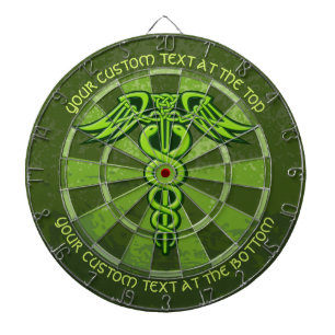 Green Celtic Knot Caduceus with Custom Text Dartboard