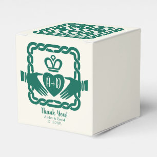 Green Celtic Knot Claddagh Irish Wedding Thank You Favour Box
