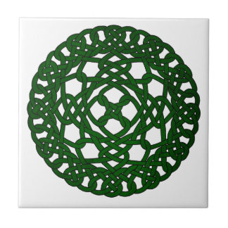 Green Celtic Knot Design Ceramic Tile