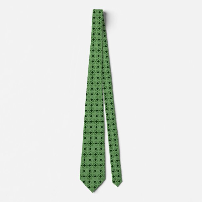 Green Celtic Knot Men's Neck Tie - Irish - Double (Front)