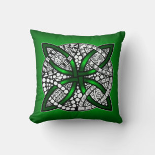 Green Celtic Knot Original Art Cushion