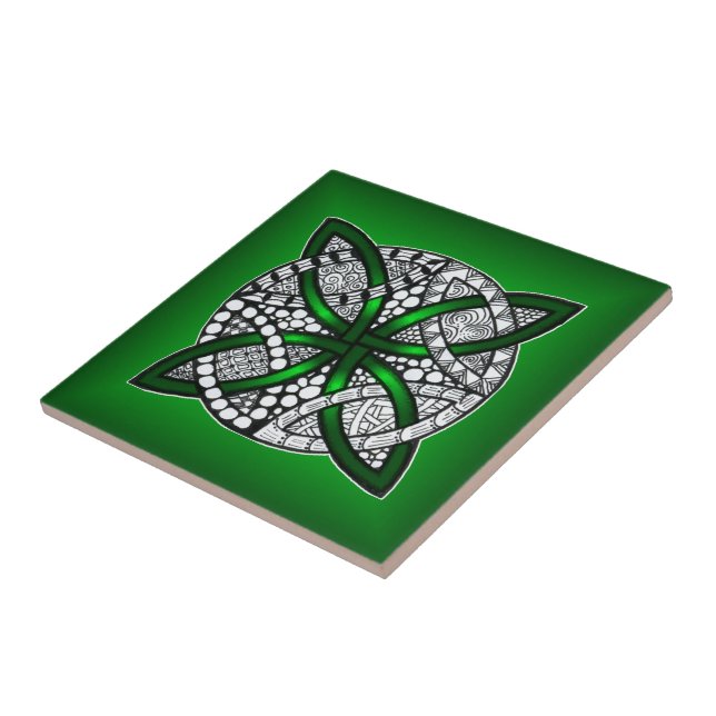 Green Celtic Knot Original Art Tile (Side)